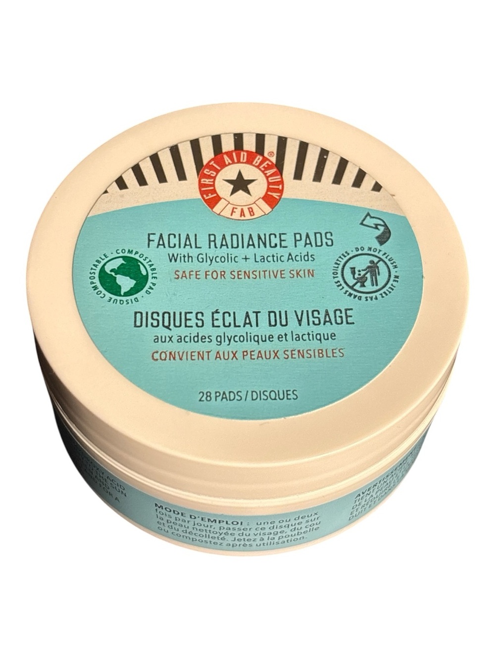 First Aid Beauty - Facial Radiance Pads w/ Glycolic + Lactic Acids, 28 Pads, NWT